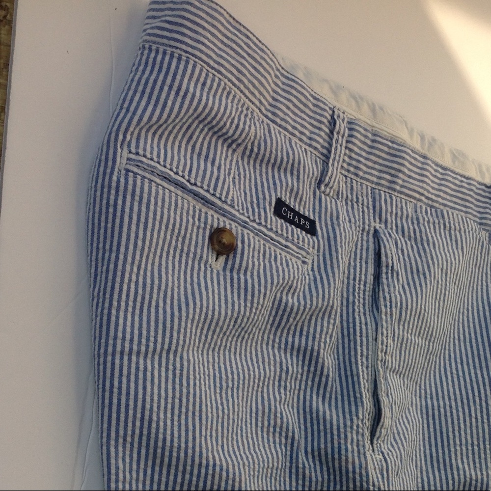 Chaps Seersucker Shorts Mens Blue White